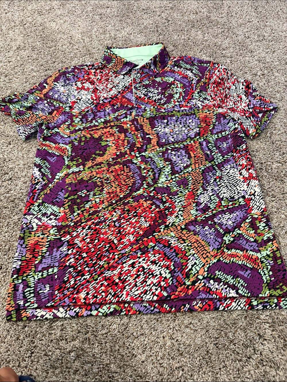 Good Good Golf Multicolor Vibrant Abstract Print Polo — Size Large